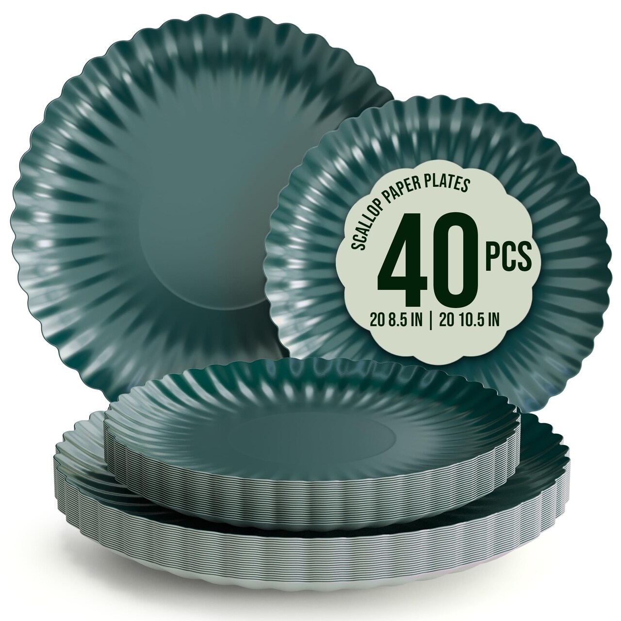 Earthtrends Scalloped Paper Plates 8.5 Inch & 10.5 Inch Dinner Plate Set – Fancy Disposable Plates for Party, Wedding, Birthday, Baby Shower – Large & Small Paper Plate Set for Parties, Events, Catering – Elegant Floral Design